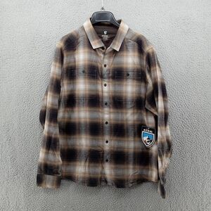 Kuhl Shirt Mens Medium Brown Dark Earth M's Law Flannel Button Up 7373